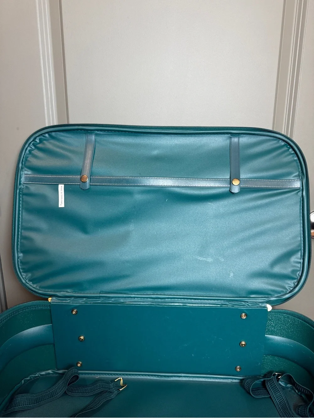 Jaguar Luggage Suitcase Travel Bag Green With Leather Trim - Vintage Luggage